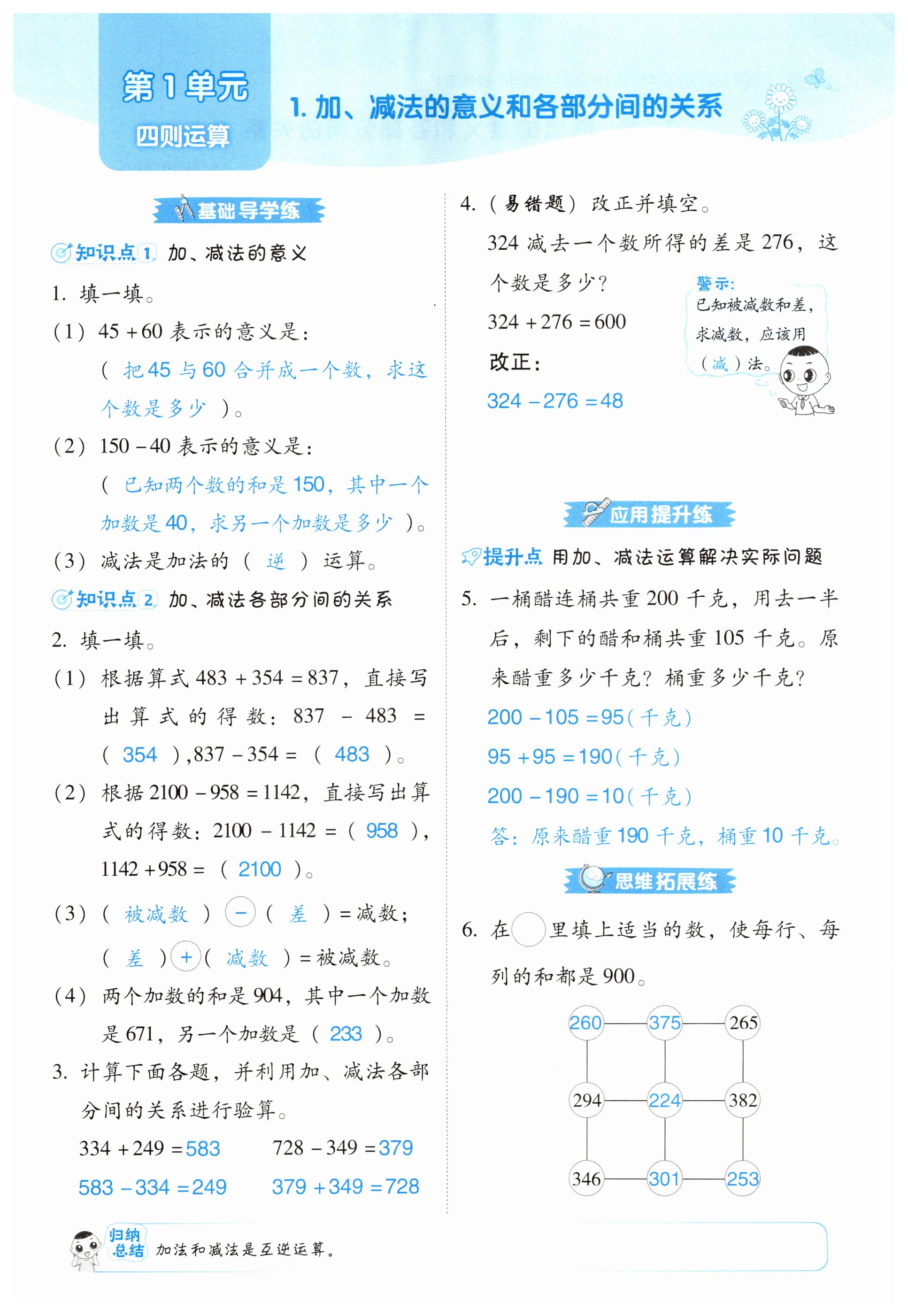 2023年綜合應用創(chuàng)新題典中點四年級數學下冊人教版福建專版 第1頁