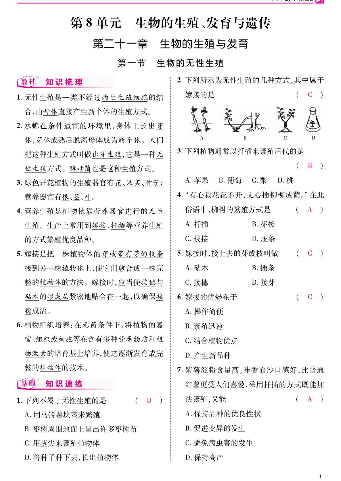 2023年我的作業(yè)八年級生物下冊蘇教版 第1頁