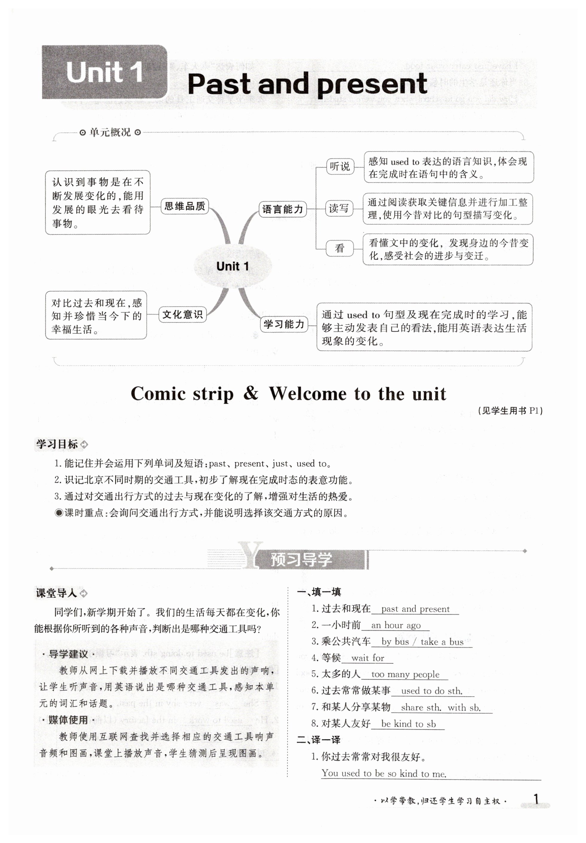 2023年金太陽(yáng)導(dǎo)學(xué)案八年級(jí)英語(yǔ)下冊(cè)譯林版 第1頁(yè)