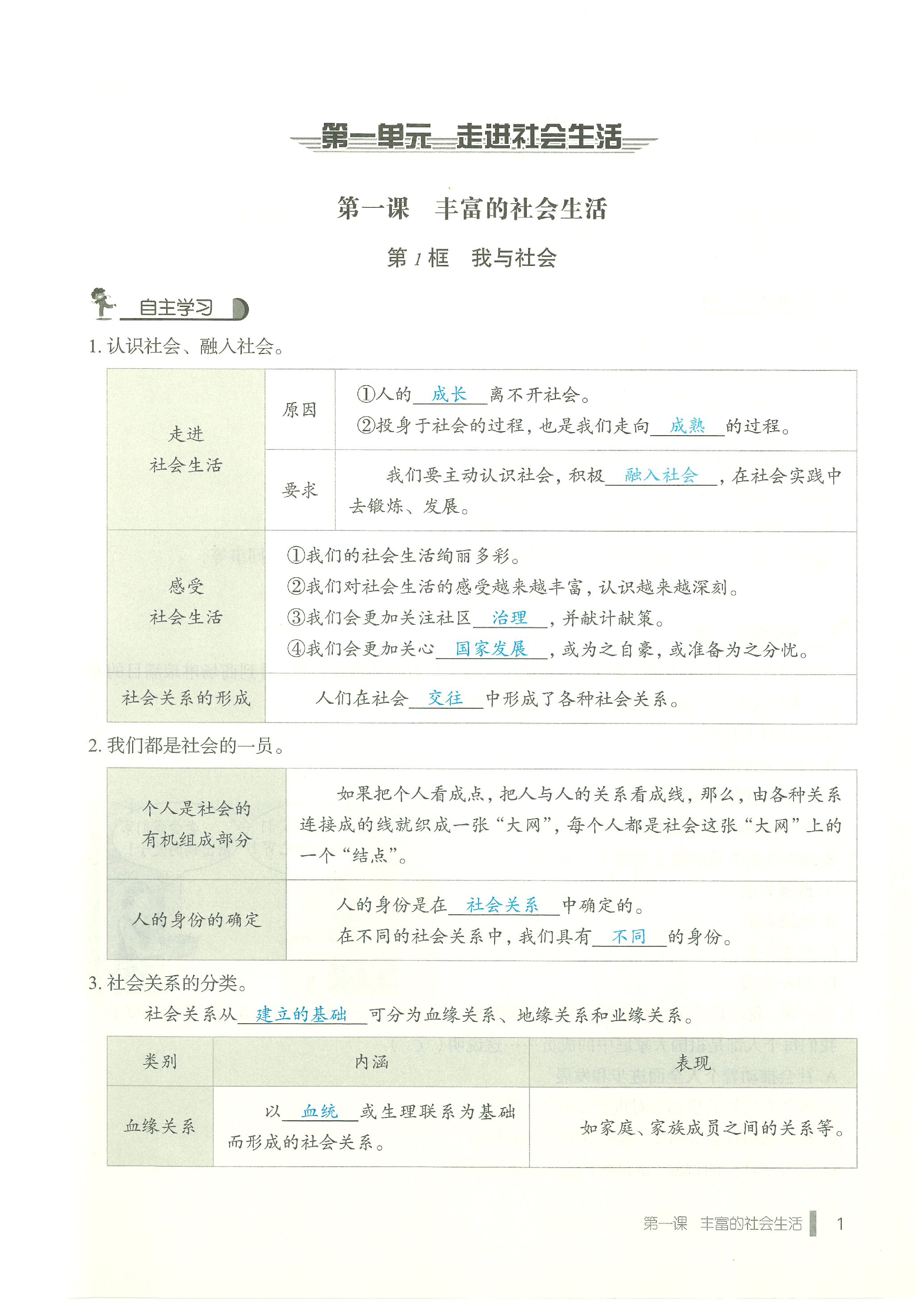 2023年天下中考八年级道德与法治上册人教版 第1页