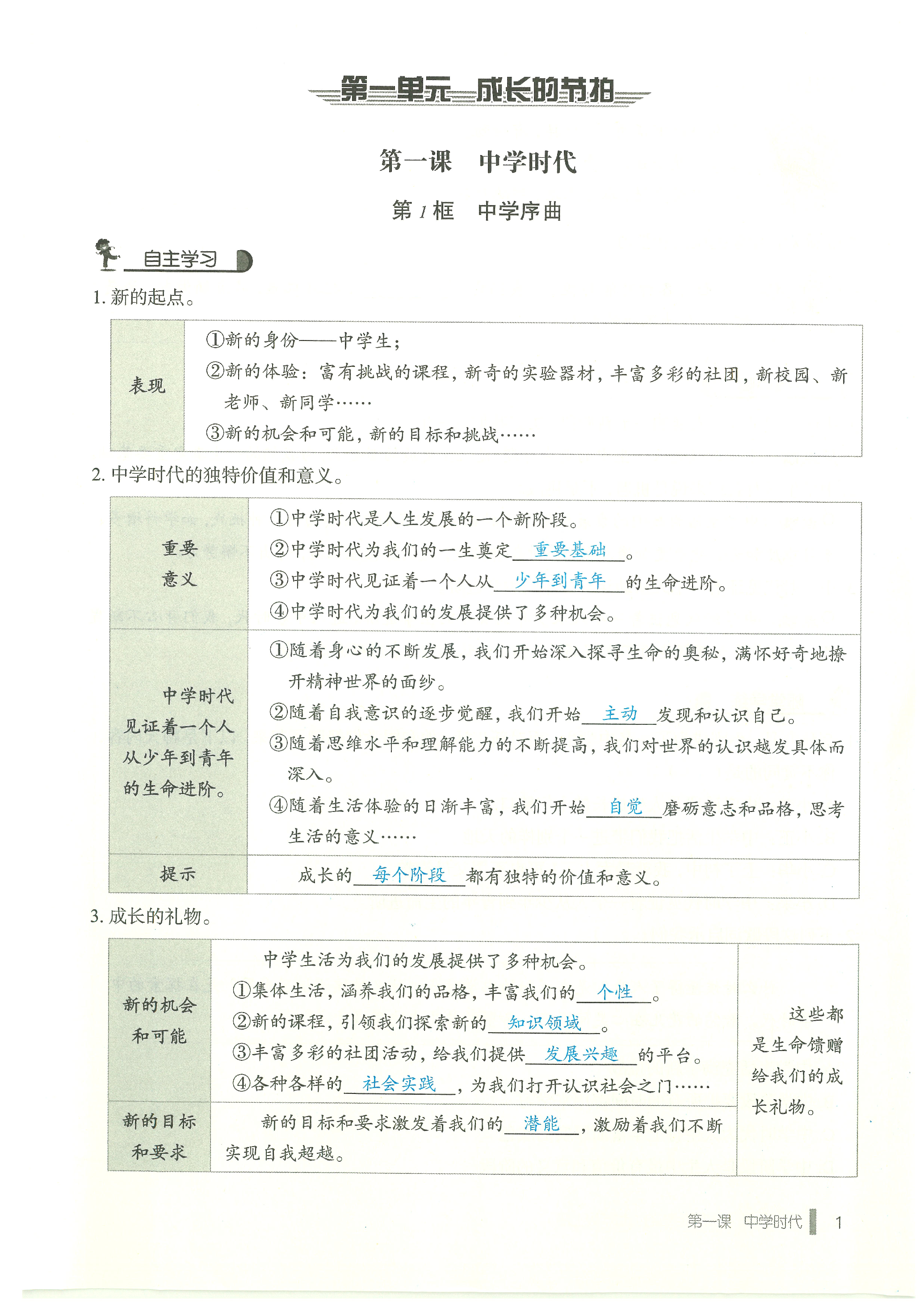 2023年天下中考七年級道德與法治上冊人教版 第1頁