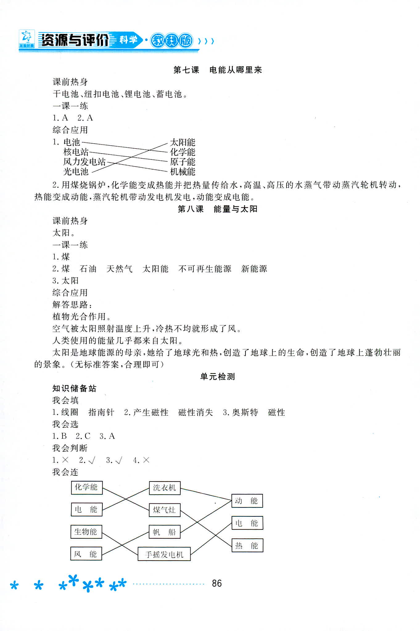 2018年教科版資源與評(píng)價(jià)六年級(jí)科學(xué)參考答案 第10頁(yè)