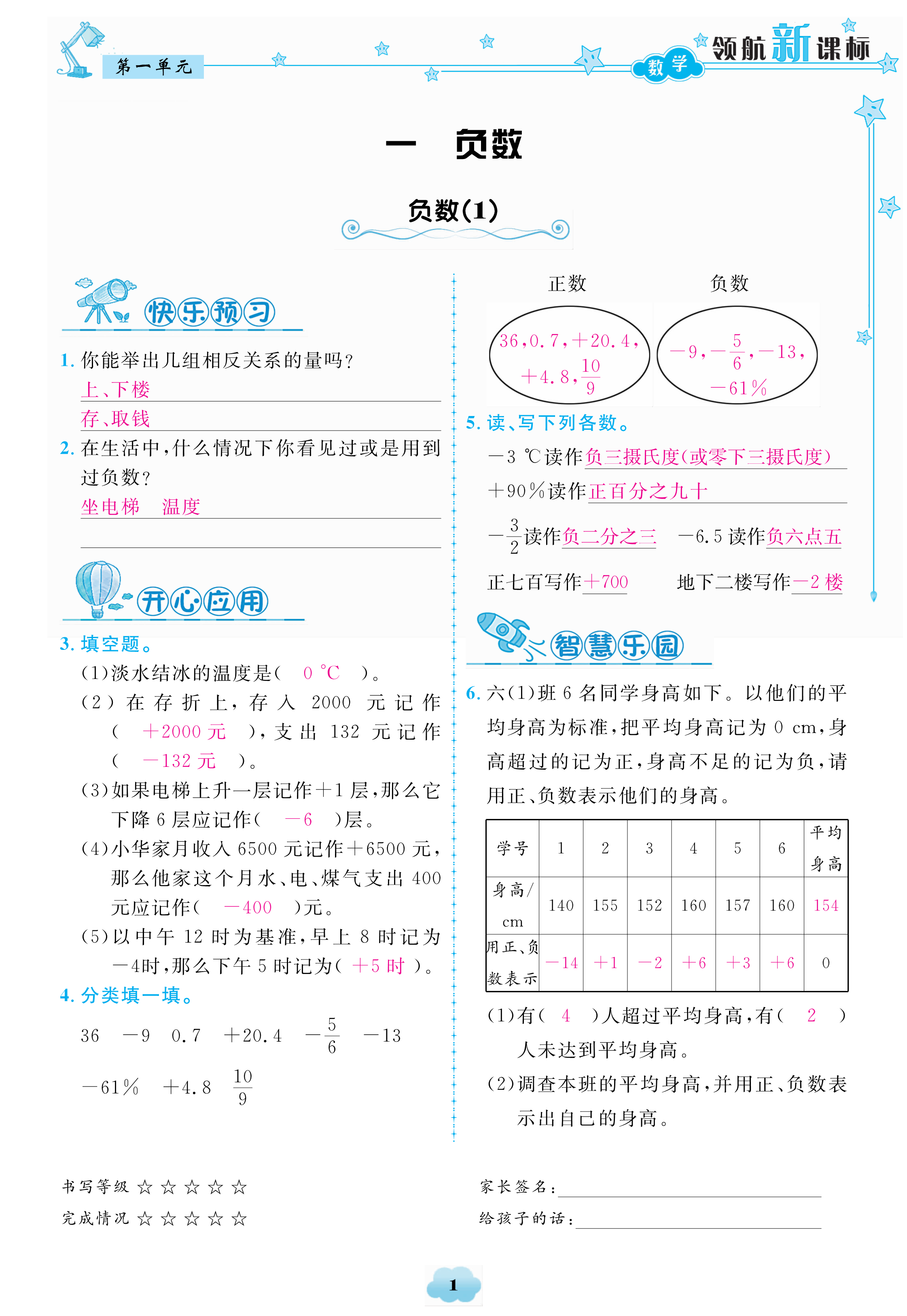 2018年領(lǐng)航新課標(biāo)數(shù)學(xué)練習(xí)冊六年級人教版 第1頁