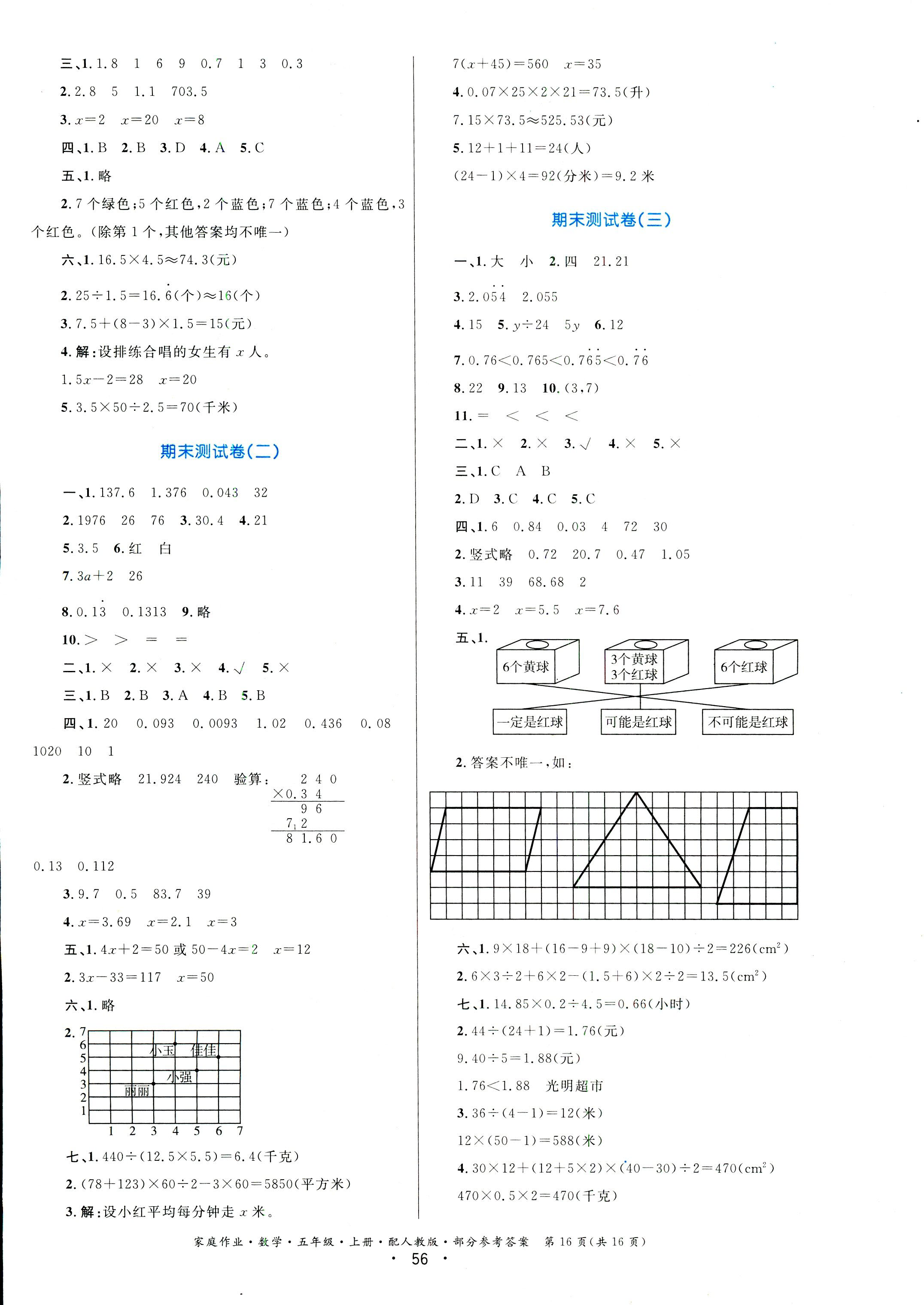 2018年家庭作業(yè)五年級(jí)數(shù)學(xué)人教版 第16頁(yè)