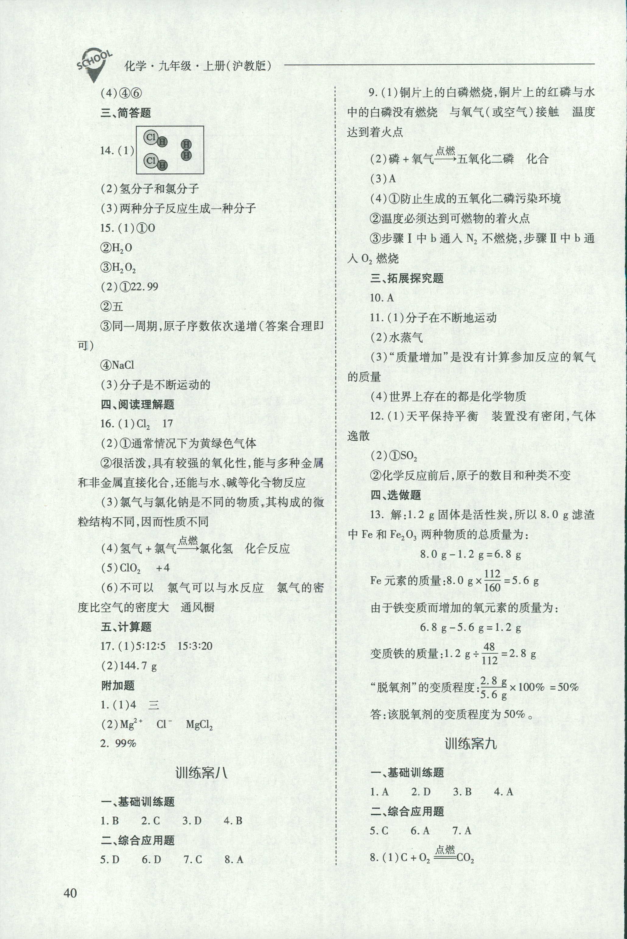 2018年新课程问题解决导学方案九年级化学沪教版 第40页