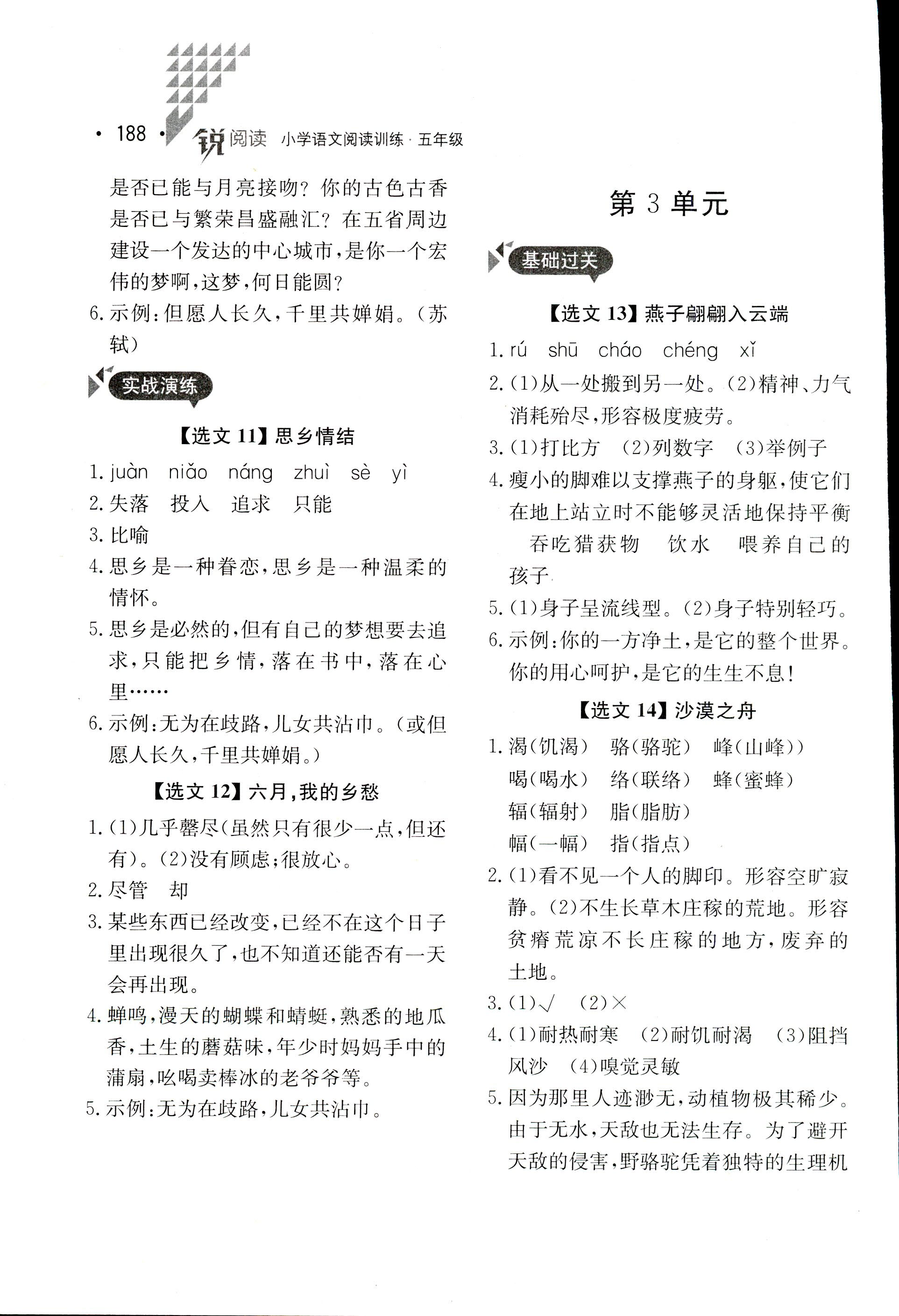 0年語(yǔ)文閱讀訓(xùn)練五年級(jí)語(yǔ)文人教版 第4頁(yè)