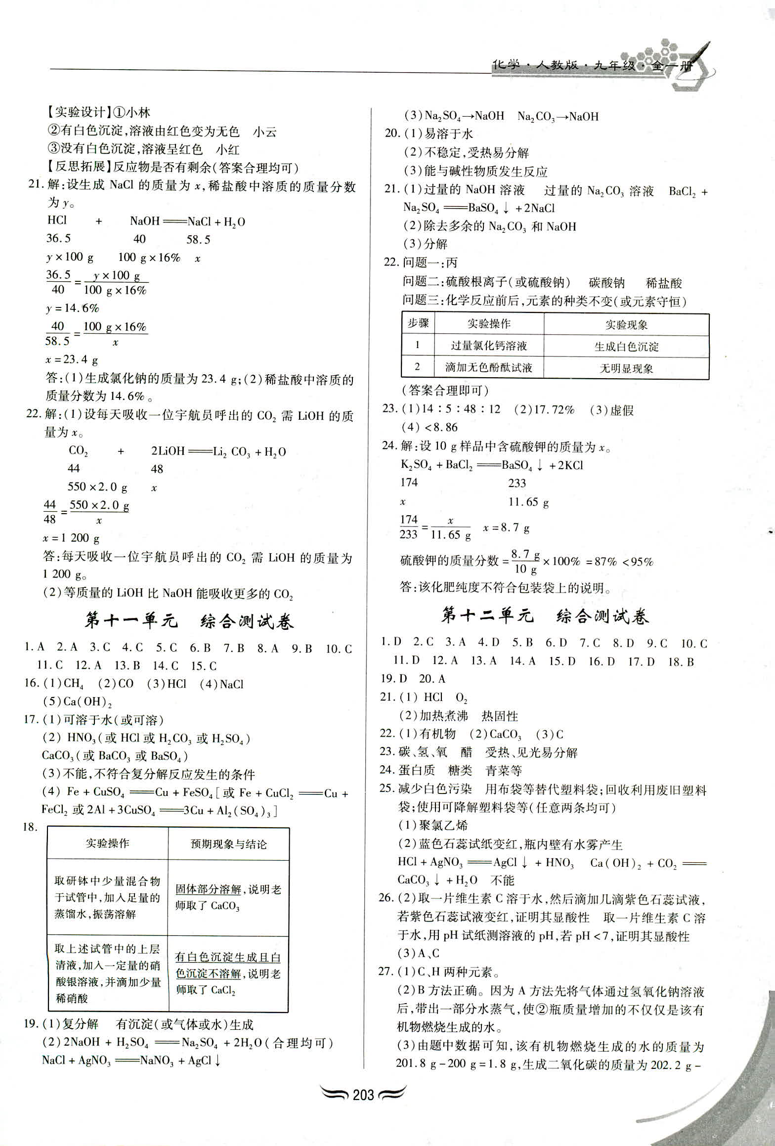 2018年新编综合练习九年级化学人教版 第15页