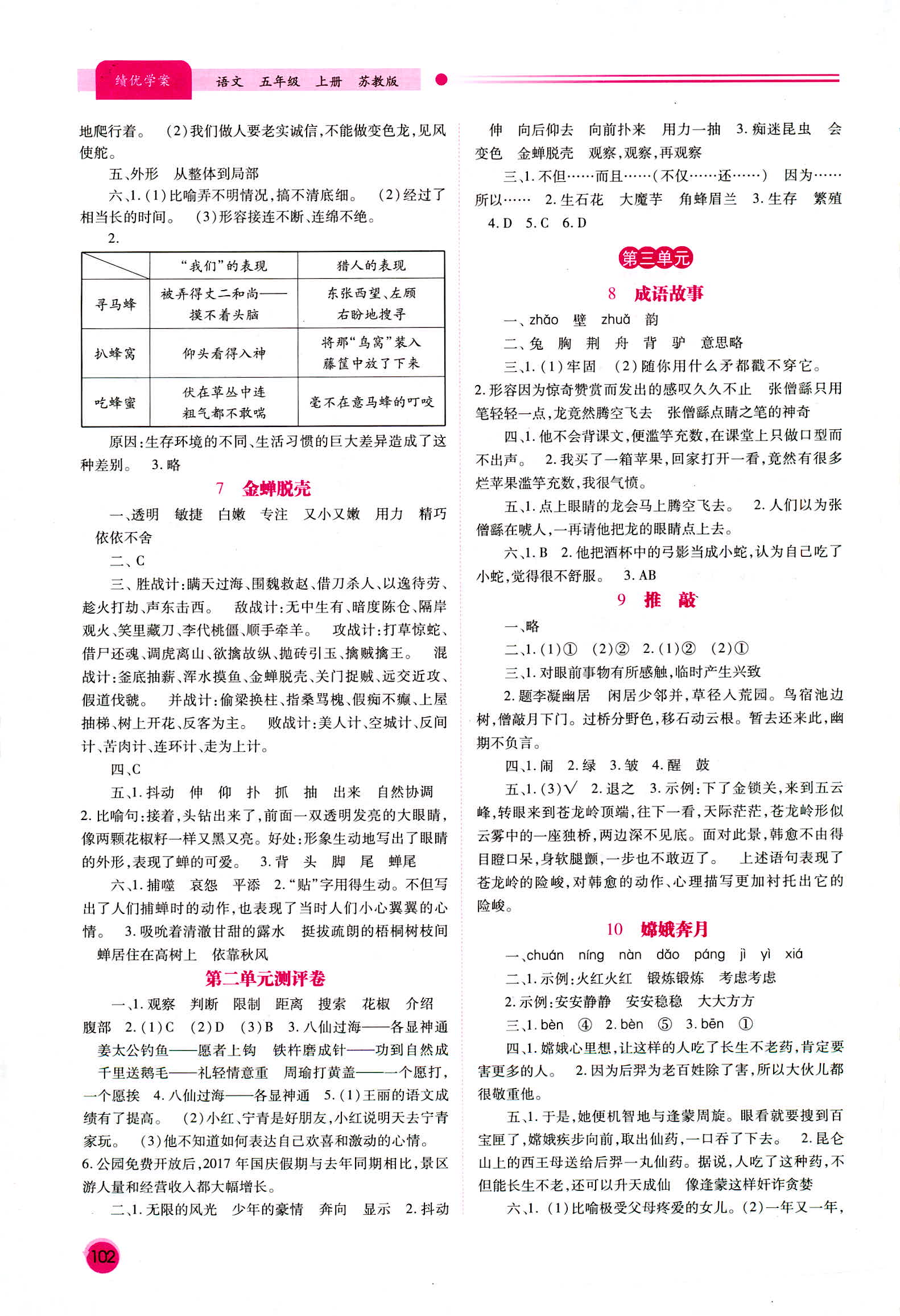 2018年绩优学案年苏教版五年级语文参考答案 第2页