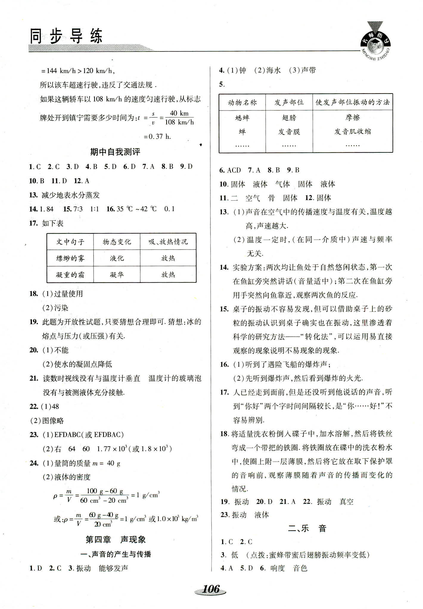 2018年同步練習(xí)冊陜西科學(xué)技術(shù)出版社八年級物理北師大版 第7頁