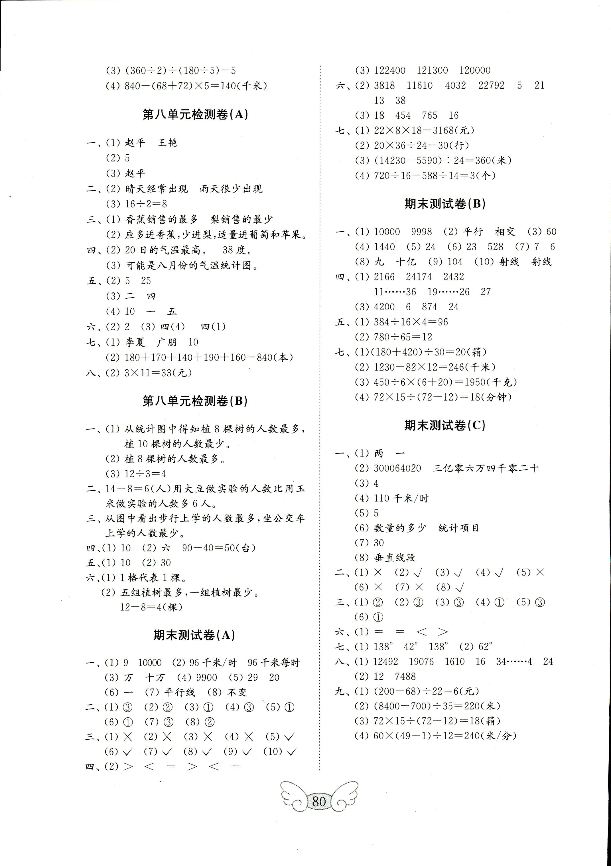 2017年金鑰匙小學數(shù)學試卷四年級青島版 第4頁