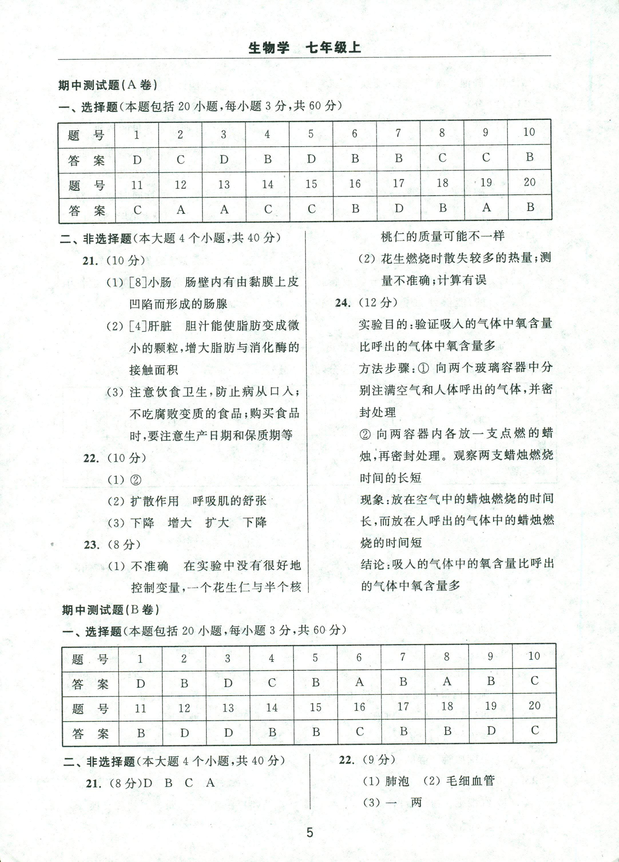 2017年伴你學(xué)習(xí)新課程單元過關(guān)練習(xí)七年級(jí)生物人教版 第5頁