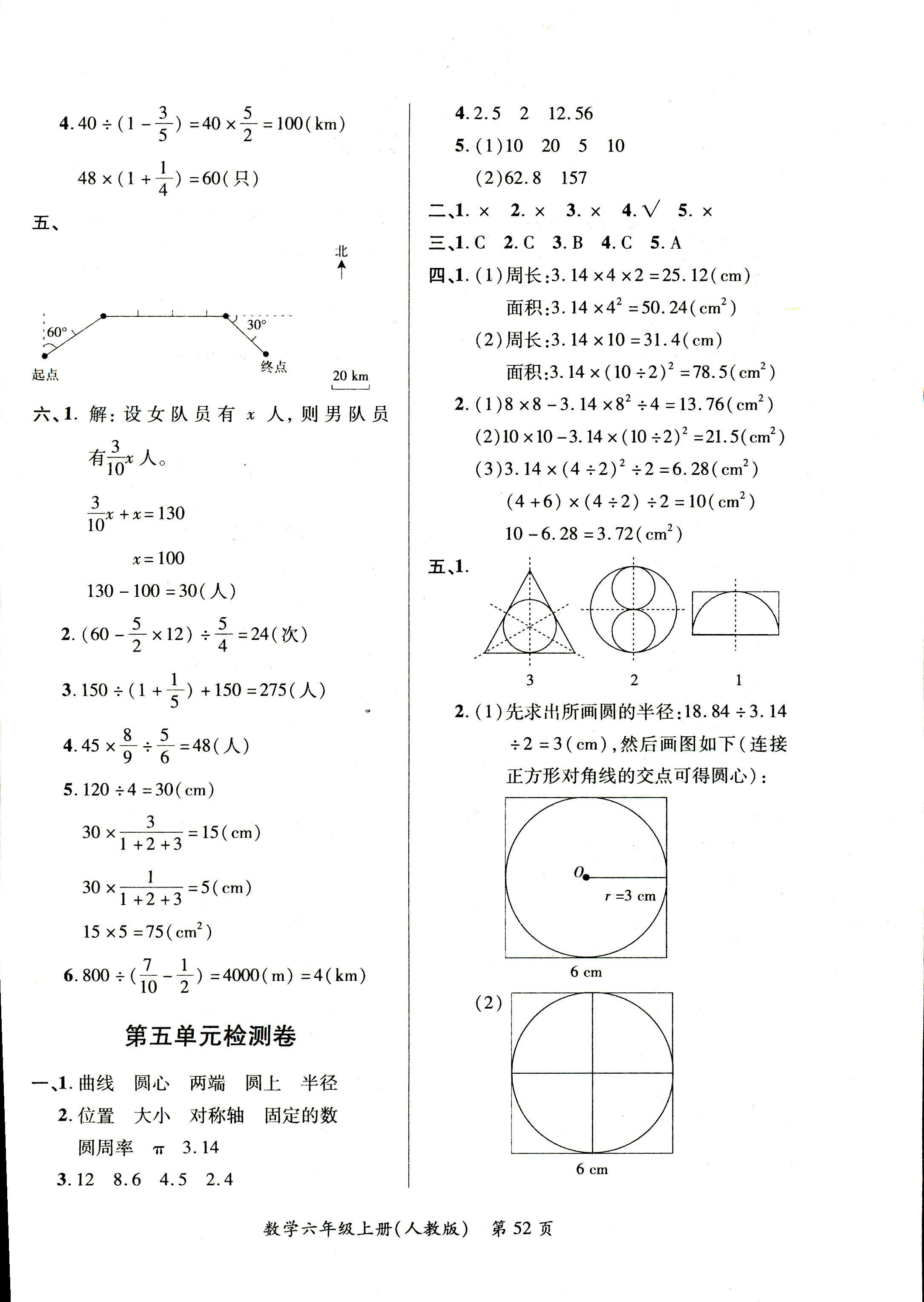 2017年单元检测创新评价六年级数学人教版 第4页