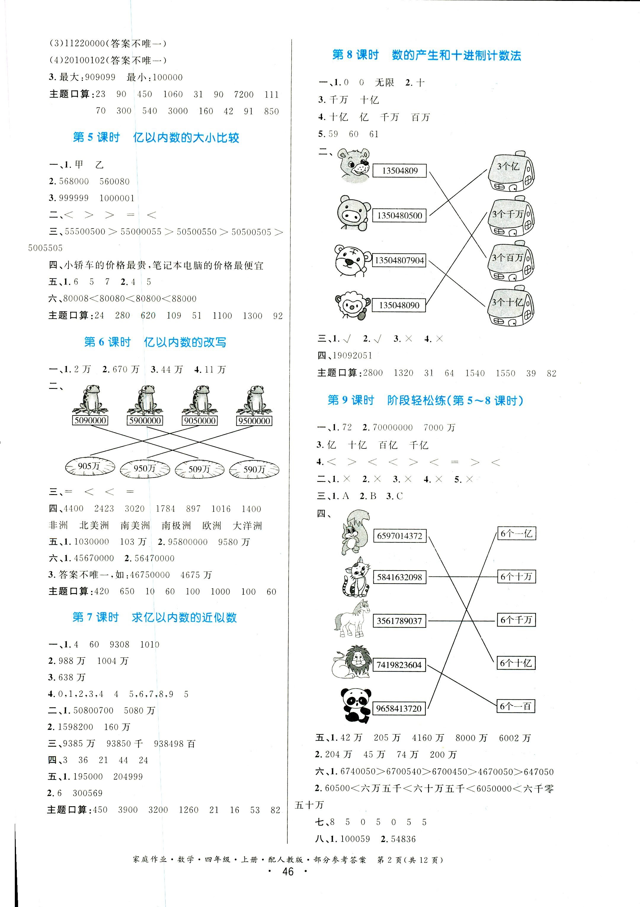 2018年家庭作業(yè)四年級數(shù)學人教版 第2頁