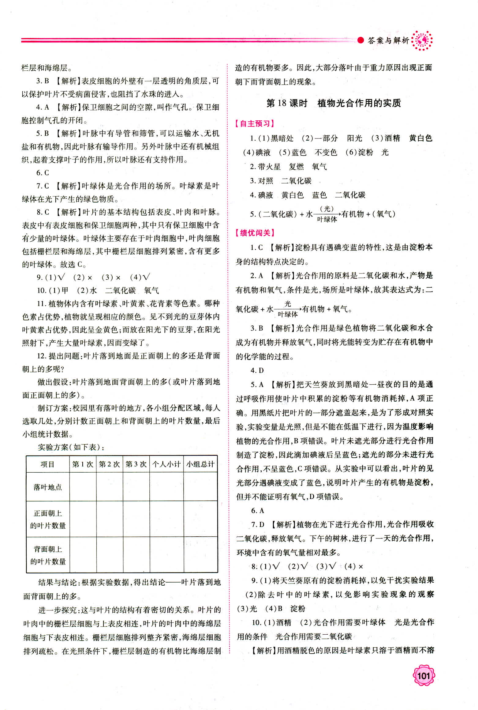 2018年績(jī)優(yōu)學(xué)案七年級(jí)生物學(xué)蘇教版 第11頁(yè)