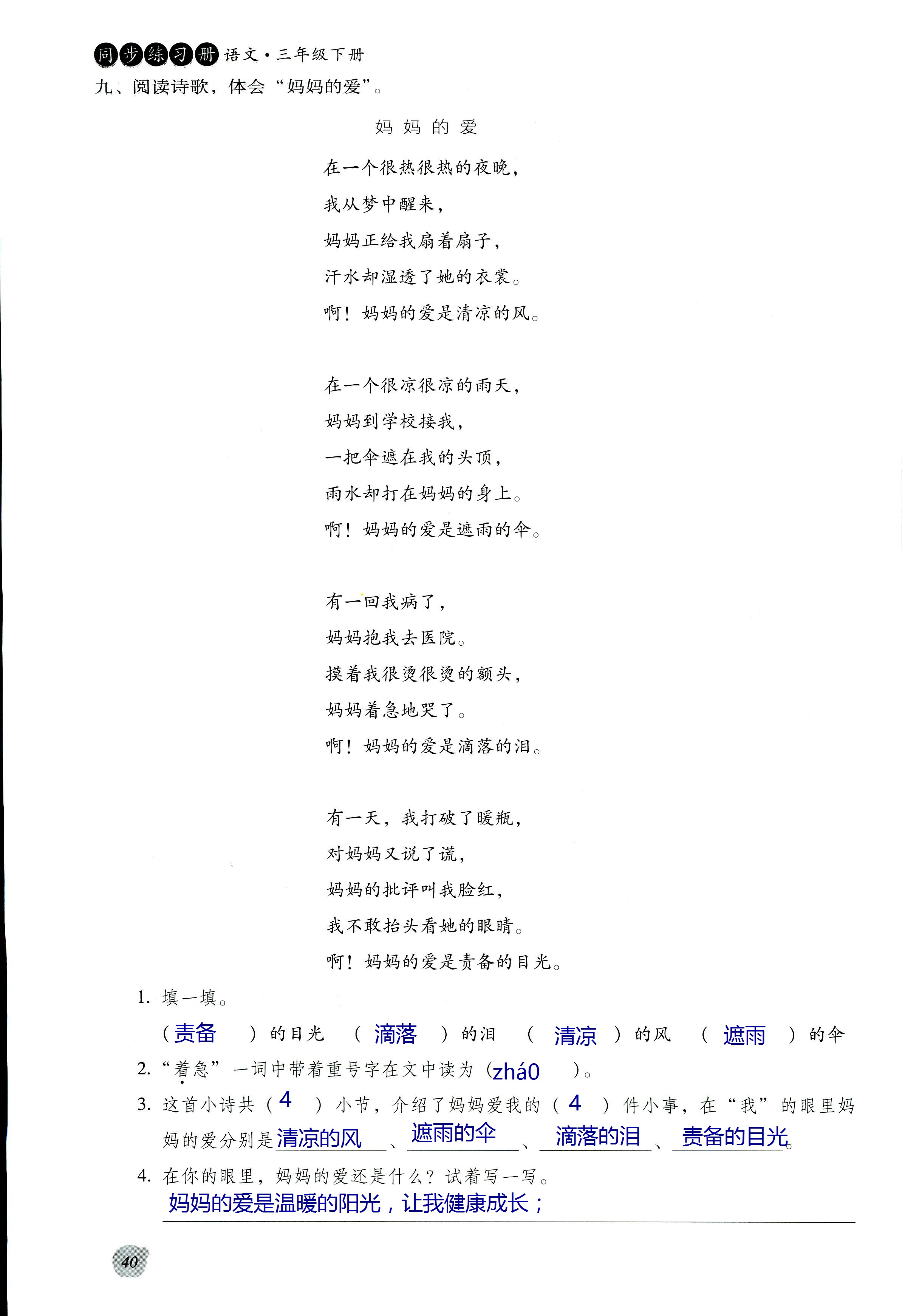 2017年同步練習(xí)冊河北教育出版社三年級語文其它 第40頁