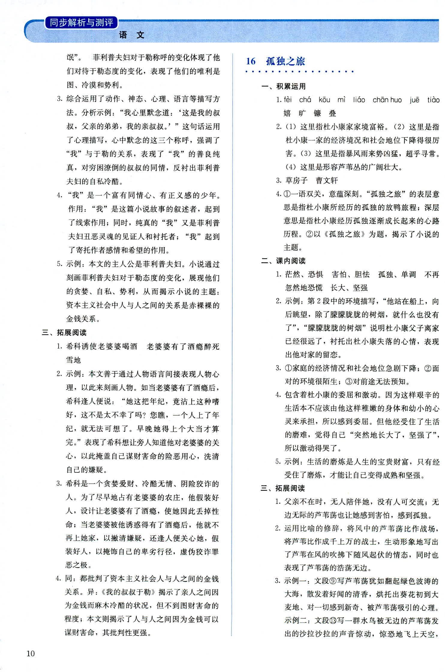 2018年人教金学典同步解析与测评九年级语文人教版 第10页