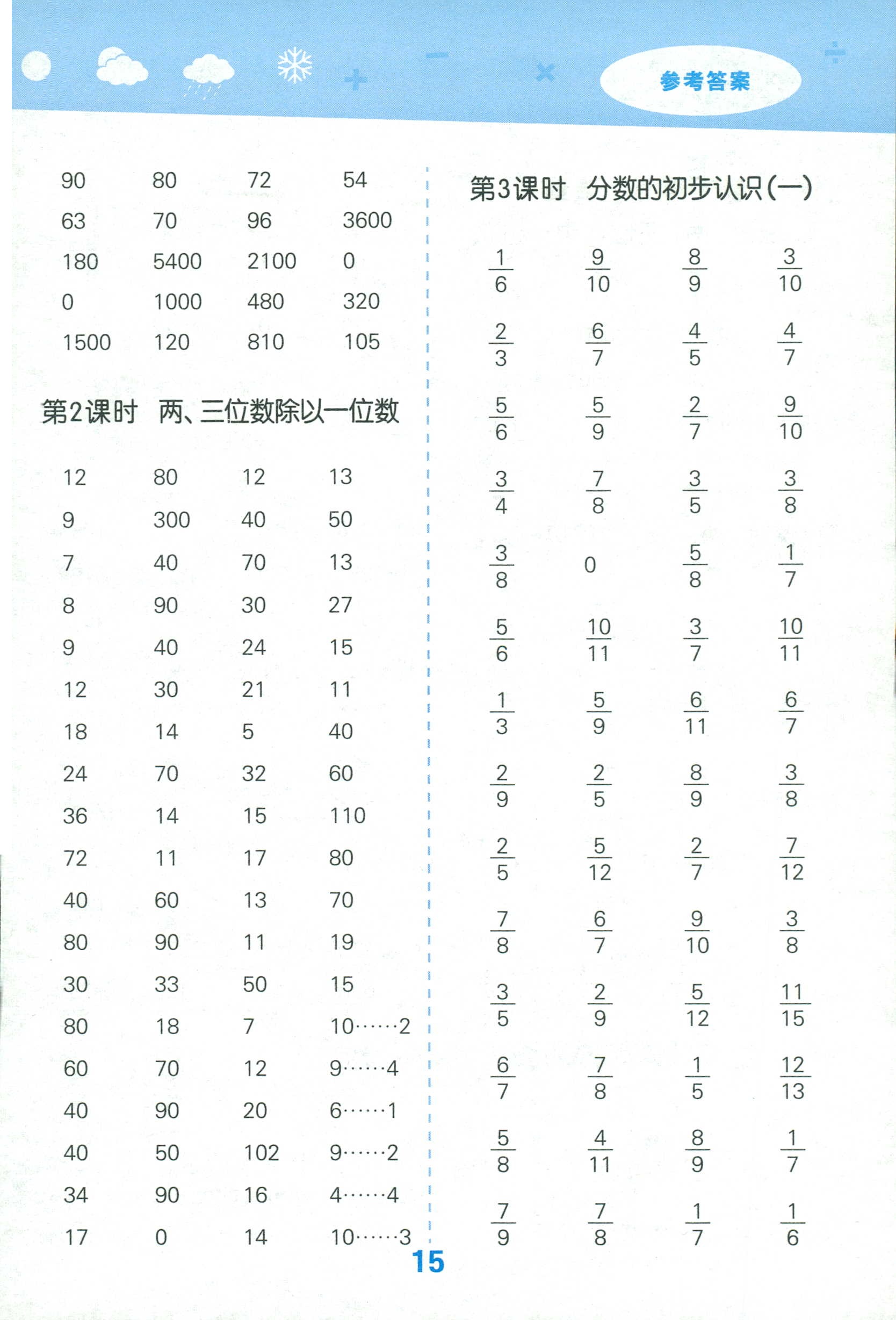 2018年口算大通关三年级数学苏教版 第15页