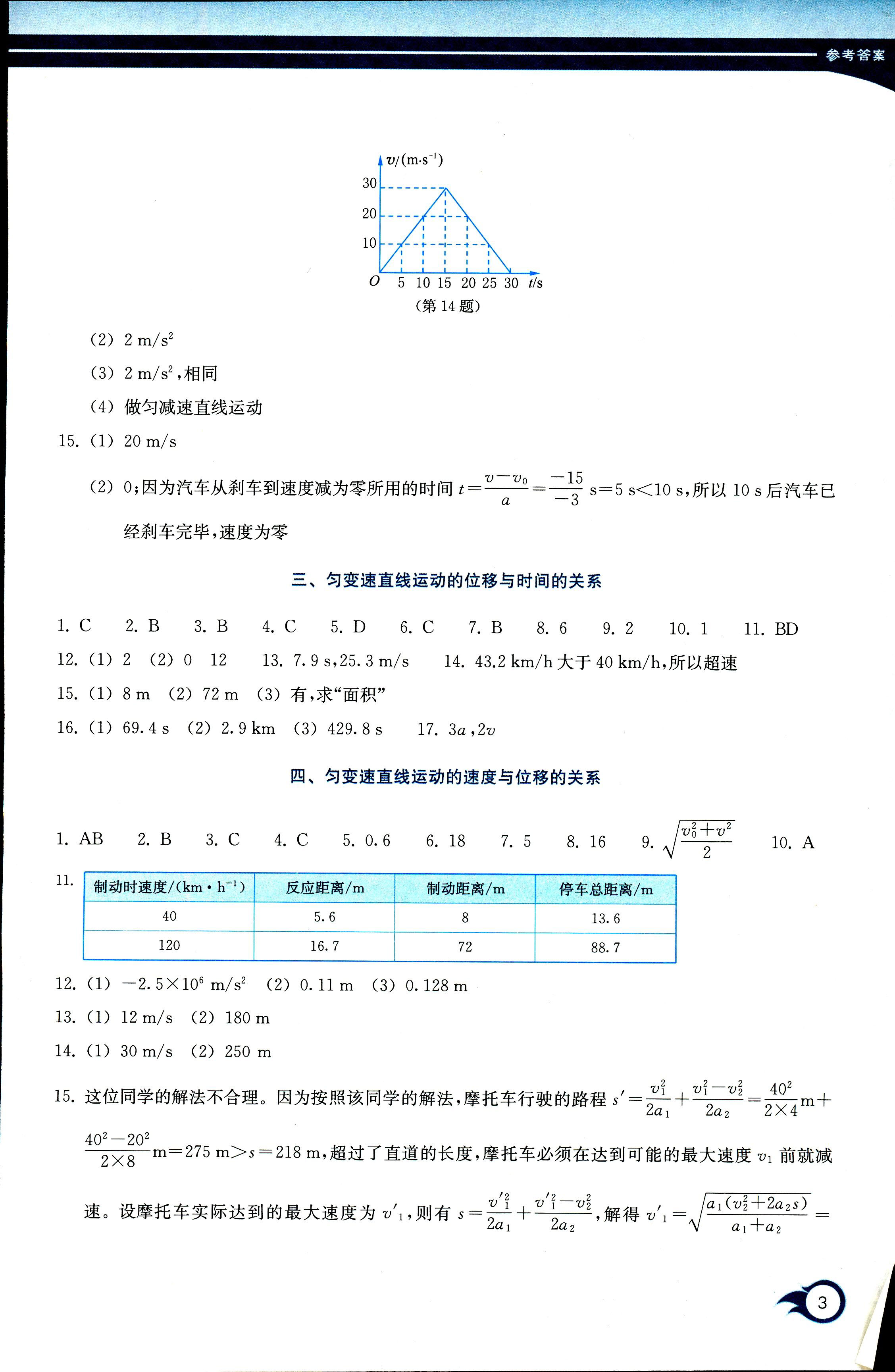 2017年作業(yè)本浙江教育出版社必修一物理人教版 第3頁