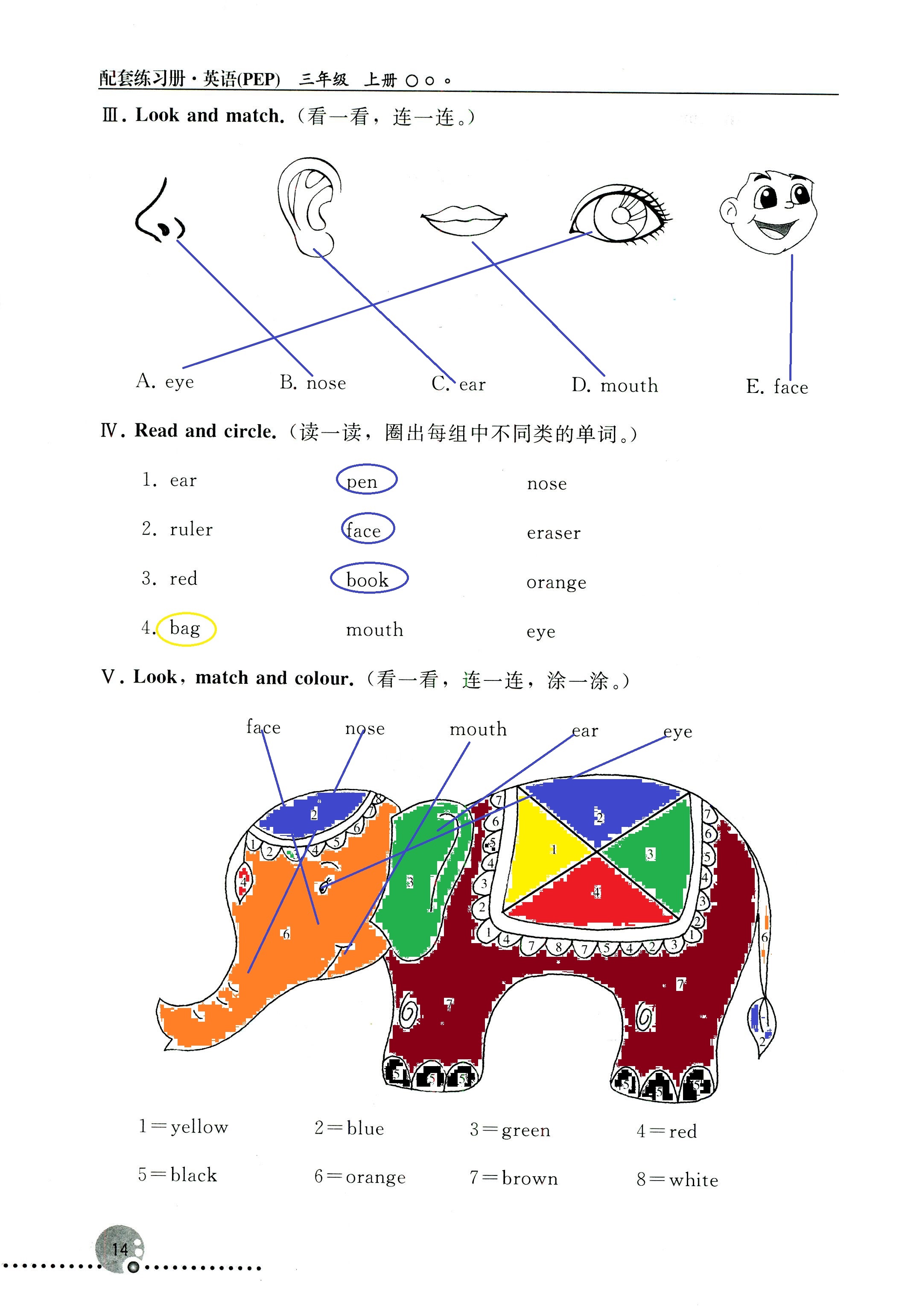 2018年配套練習(xí)冊(cè)人民教育出版社三年級(jí)英語人教版 第14頁(yè)