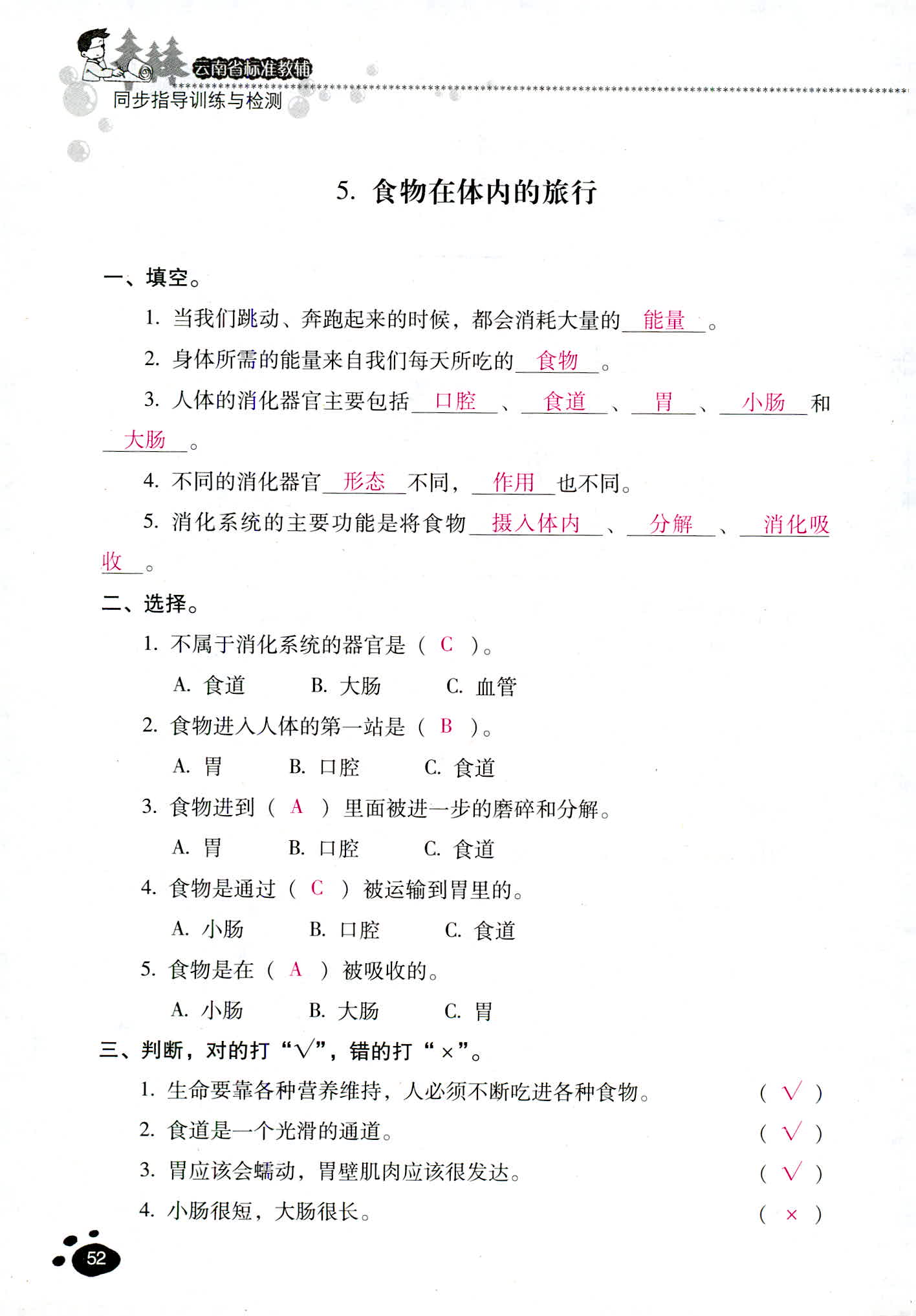 2018年云南省標(biāo)準(zhǔn)教輔同步指導(dǎo)訓(xùn)練與檢測四年級科學(xué)教科版 第52頁