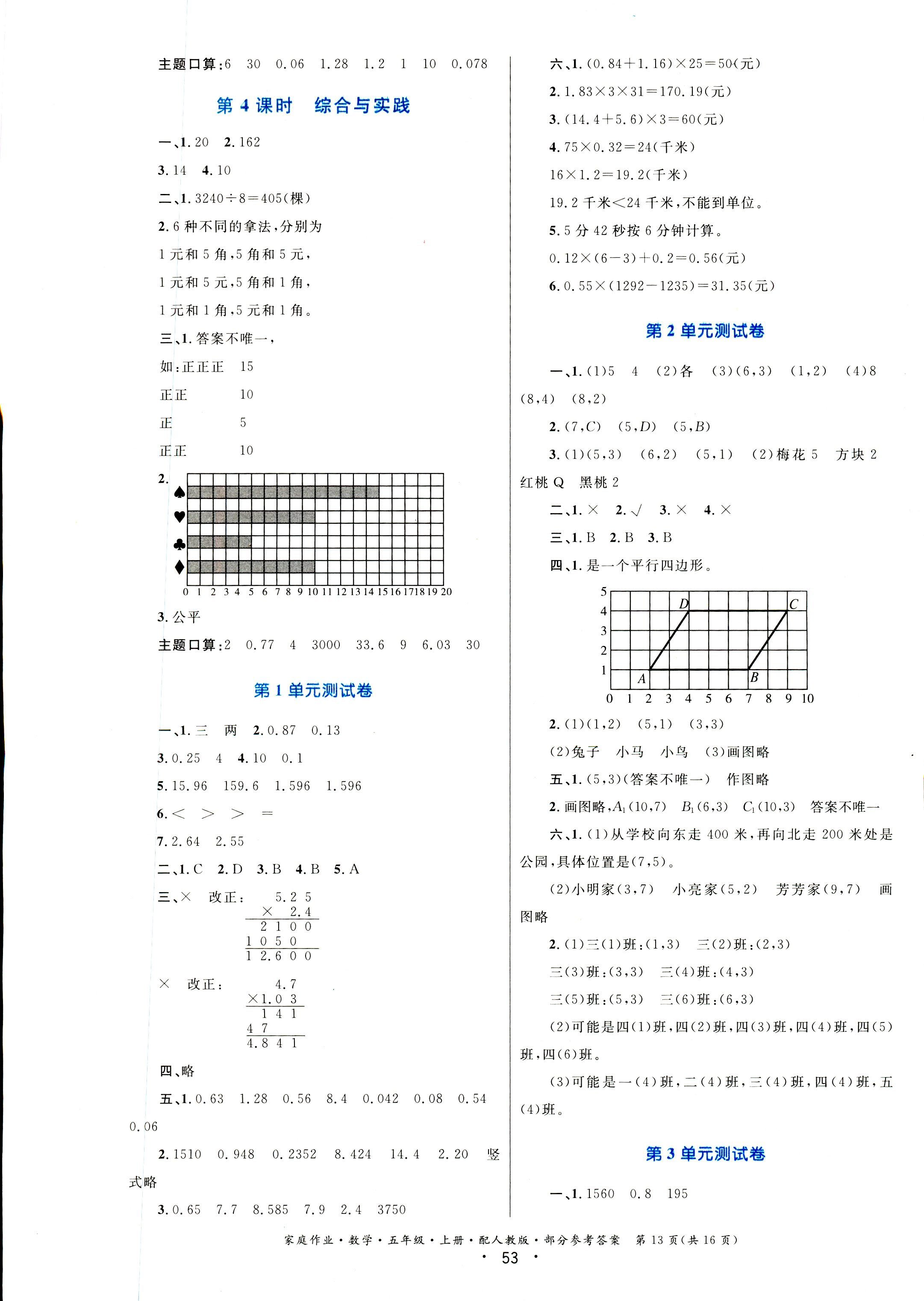 2018年家庭作業(yè)五年級數(shù)學人教版 第13頁