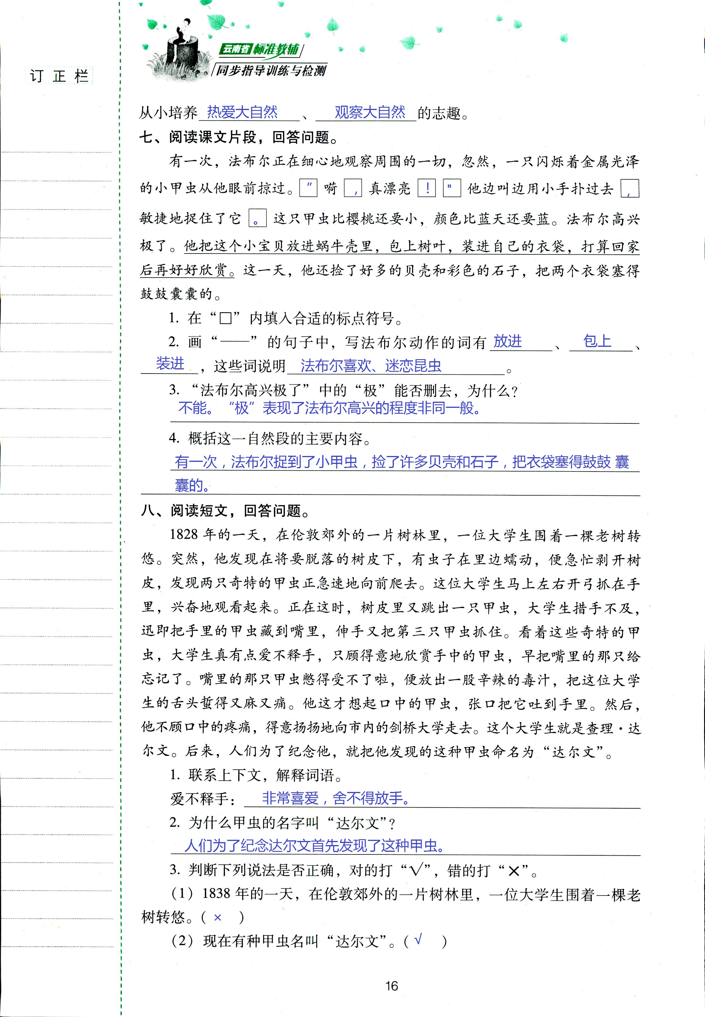 2018年云南省標(biāo)準(zhǔn)教輔同步指導(dǎo)訓(xùn)練與檢測五年級(jí)語文蘇教版 第16頁