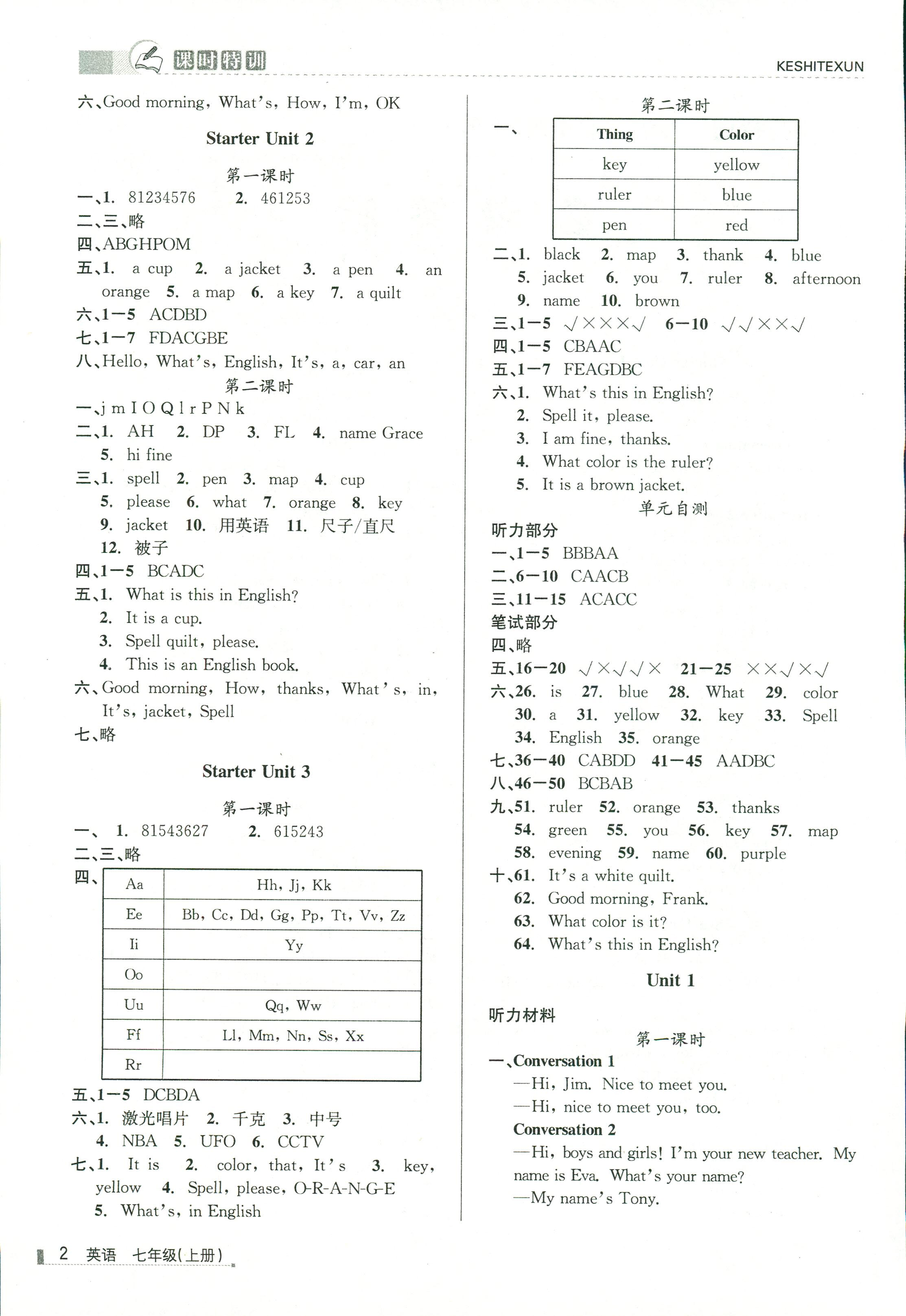 2017年浙江新課程三維目標(biāo)測(cè)評(píng)課時(shí)特訓(xùn)七年級(jí)英語(yǔ)人教版 第2頁(yè)