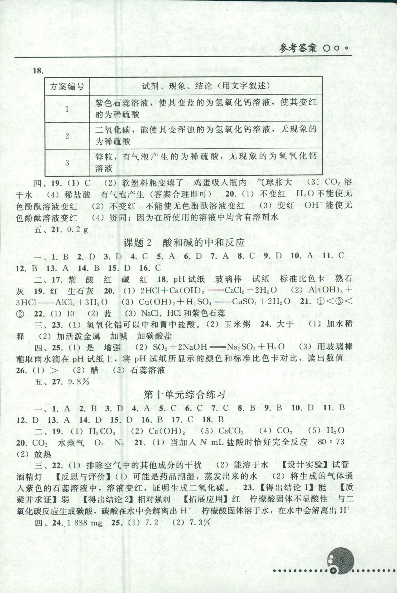 2018年配套練習(xí)冊(cè)九年級(jí)化學(xué)人教版人民教育出版社 第5頁