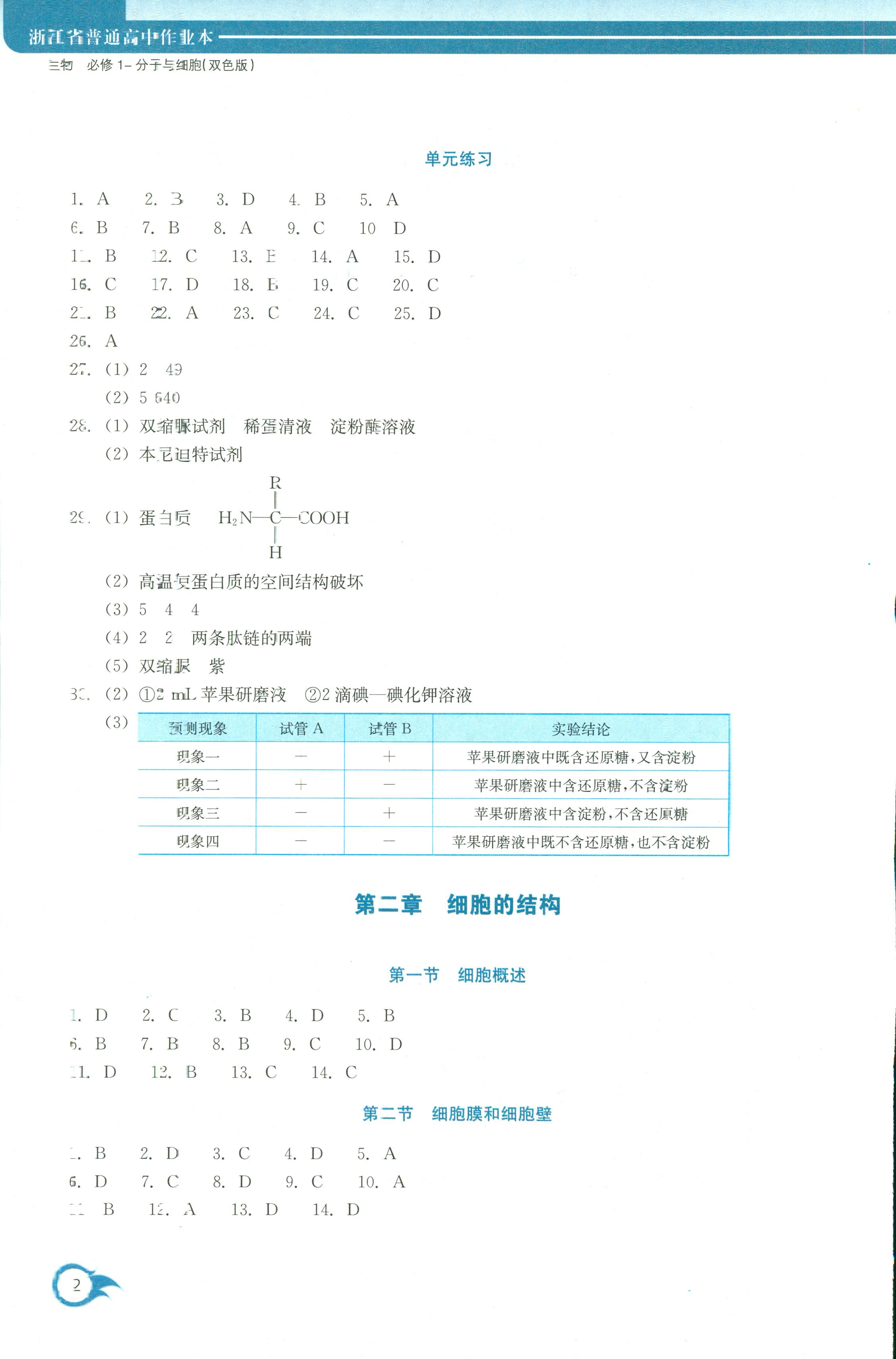 2018年作業(yè)本浙江教育出版社高一年級(jí)生物人教版 第2頁(yè)