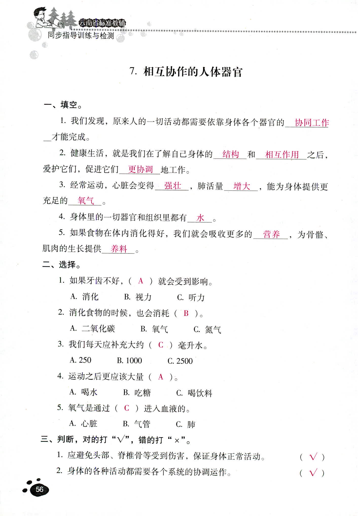 2018年云南省標(biāo)準(zhǔn)教輔同步指導(dǎo)訓(xùn)練與檢測(cè)四年級(jí)科學(xué)教科版 第56頁