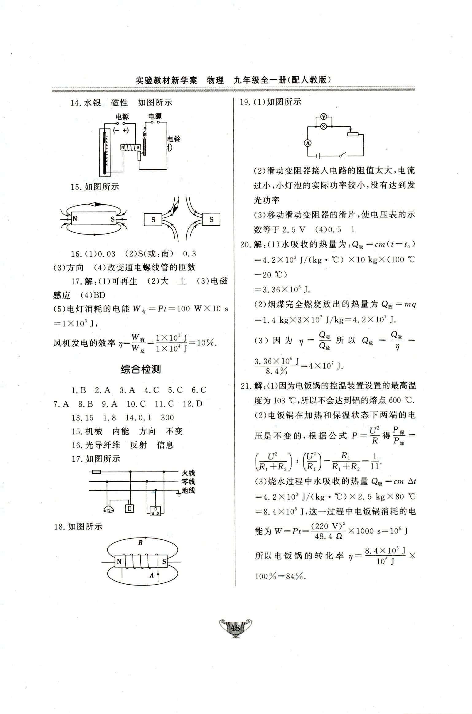 2018年實驗教材新學(xué)案九年級物理人教版 第48頁