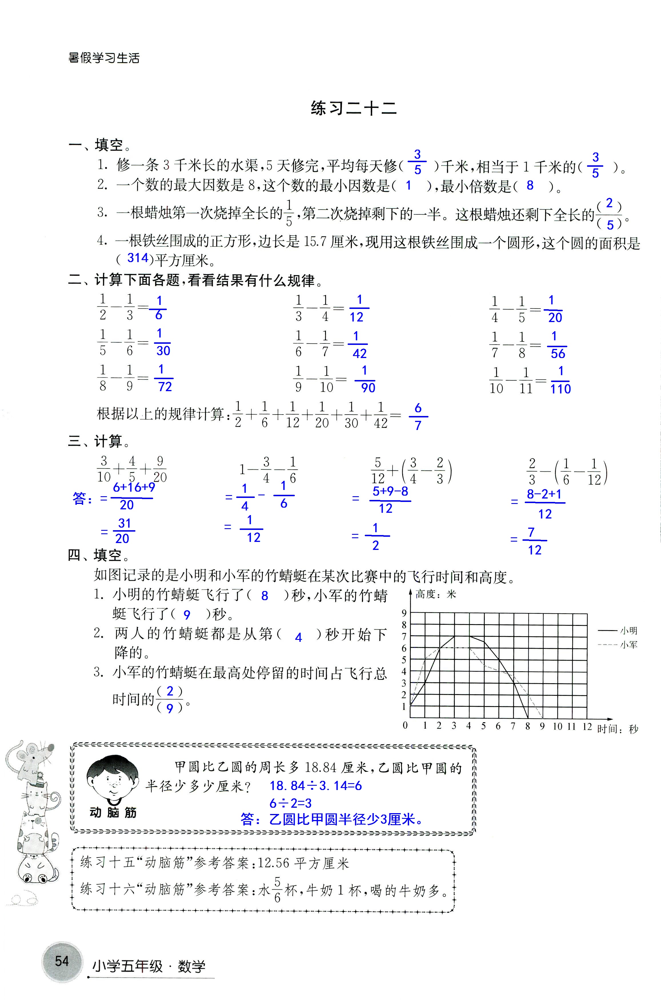 2018年暑假學(xué)習(xí)生活譯林出版社五年級語文 第54頁