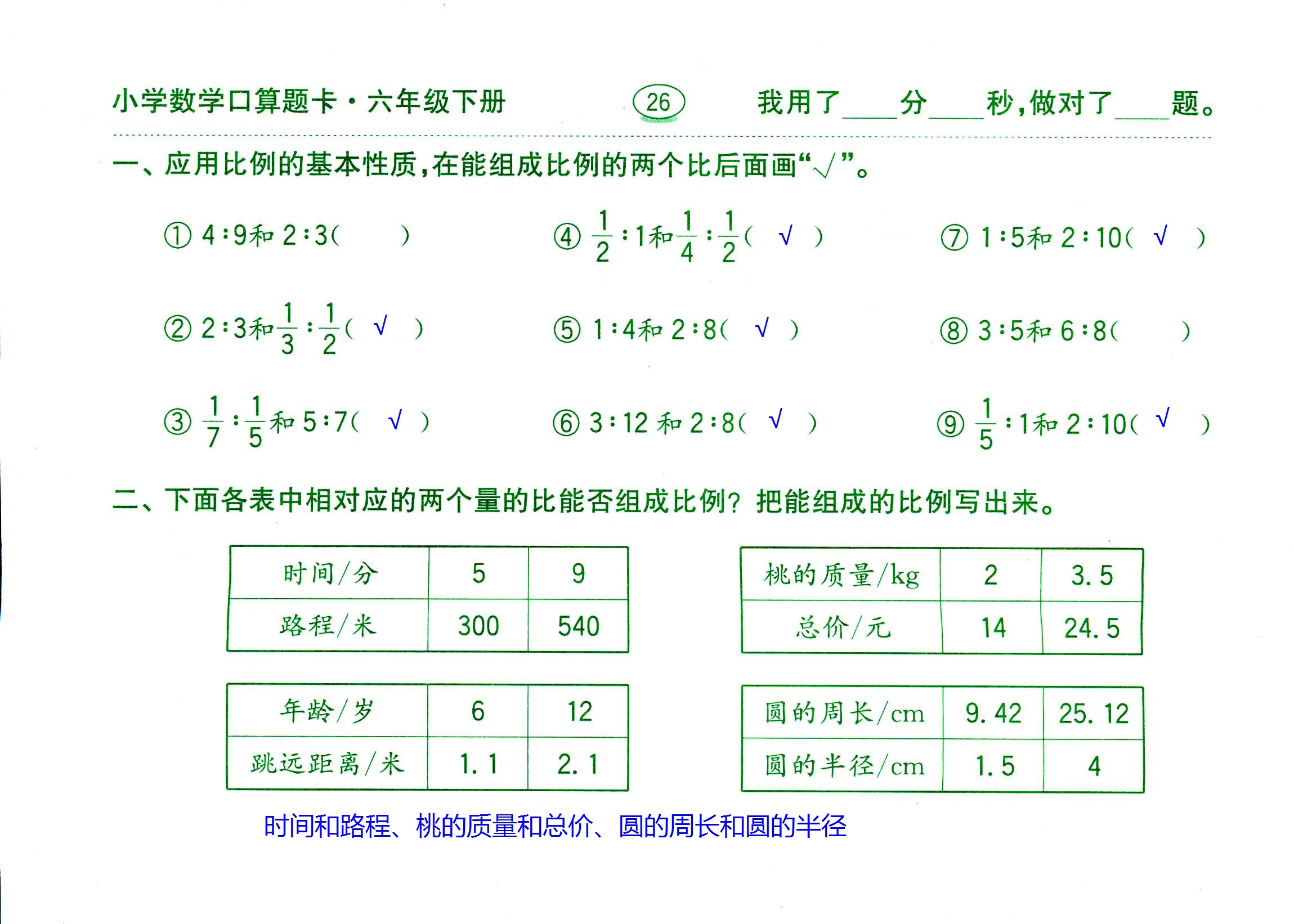 2017年口算題卡齊魯書社六年級(jí)數(shù)學(xué)人教版 第26頁(yè)