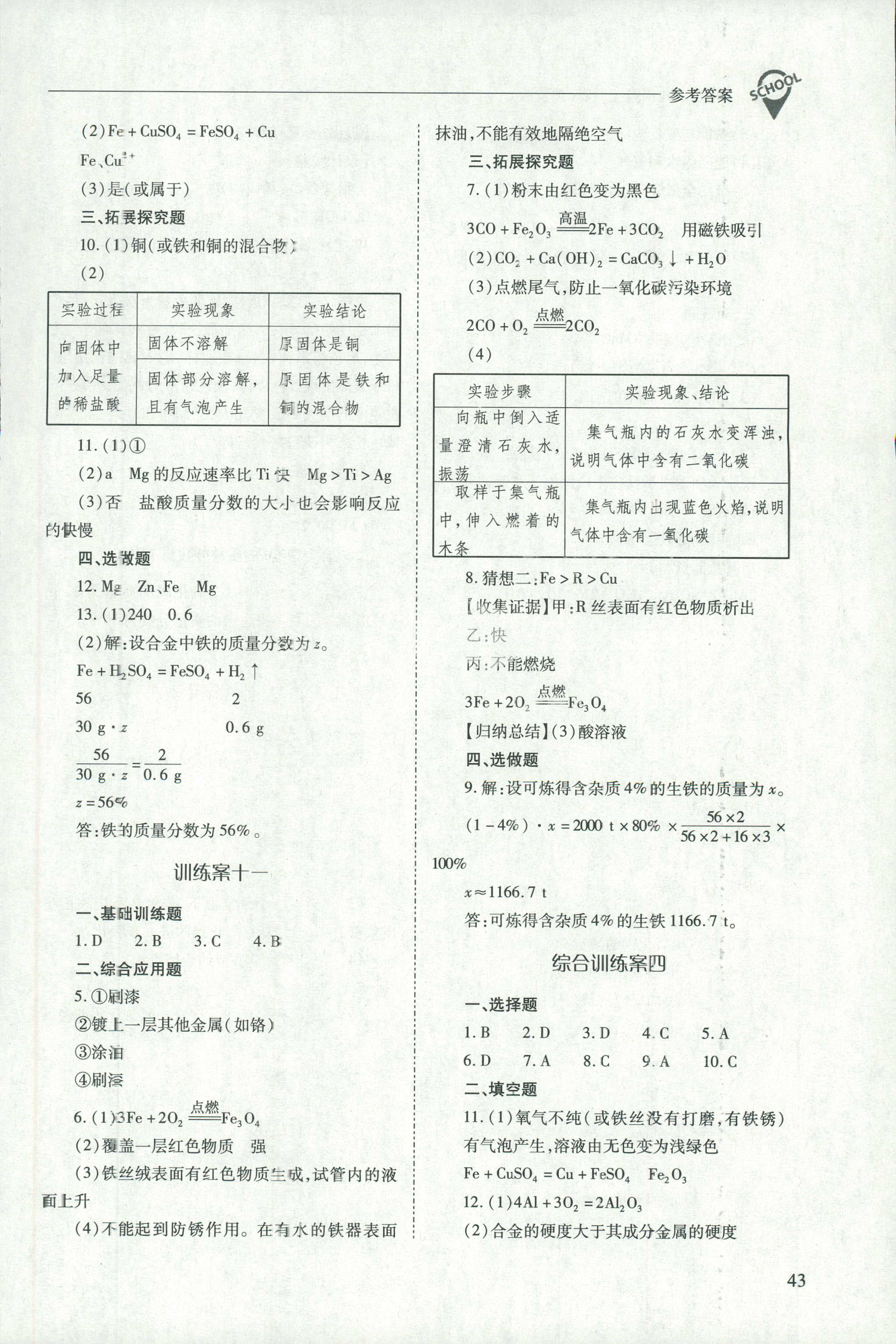 2018年新课程问题解决导学方案九年级化学沪教版 第43页