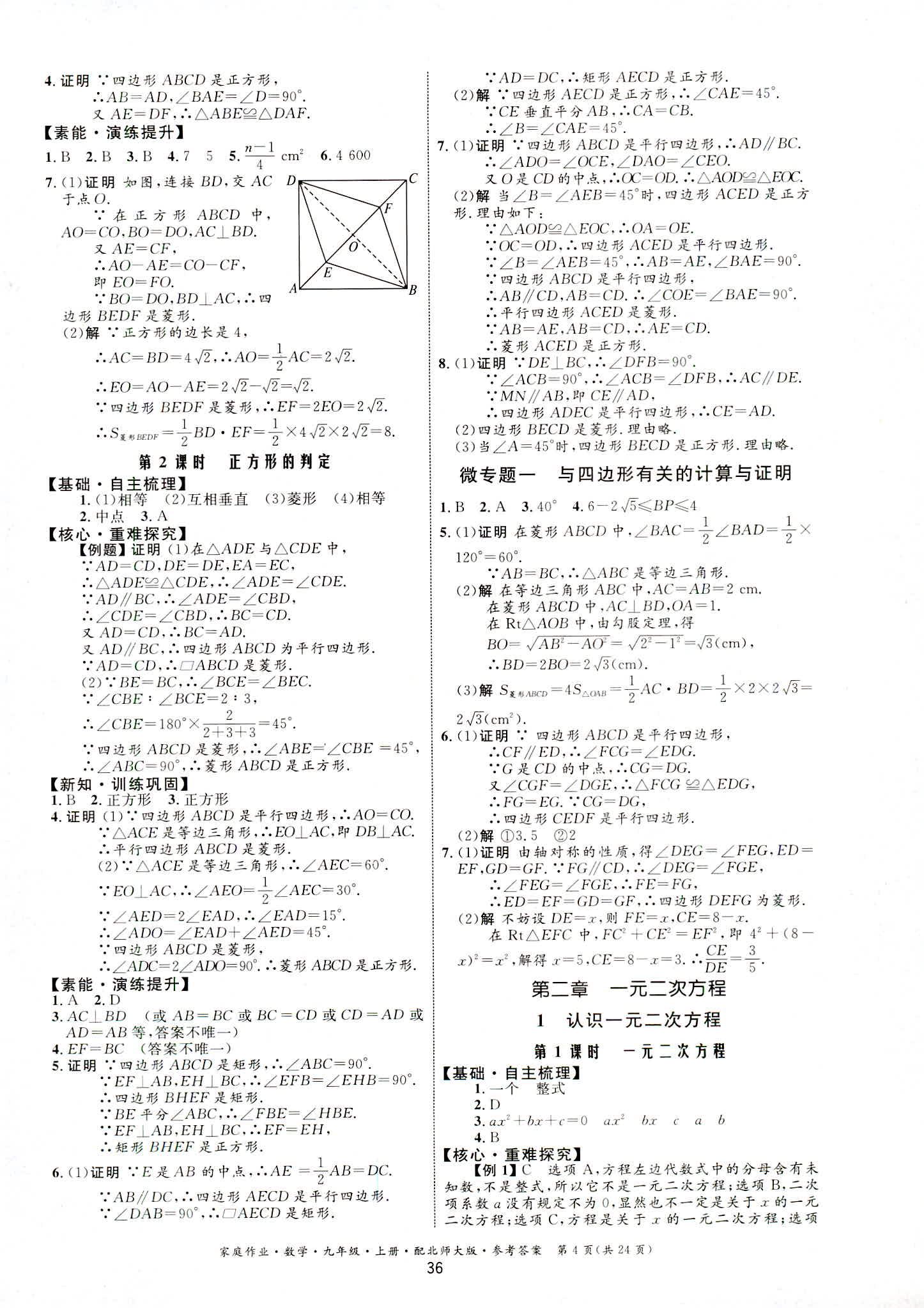 2018年家庭作业九年级数学北师大版 第4页