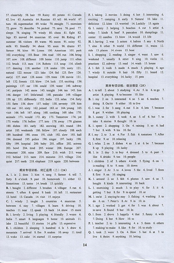 2018年挑戰(zhàn)100單元檢測(cè)試卷英語七年級(jí)下冊(cè)參考答案 第14頁