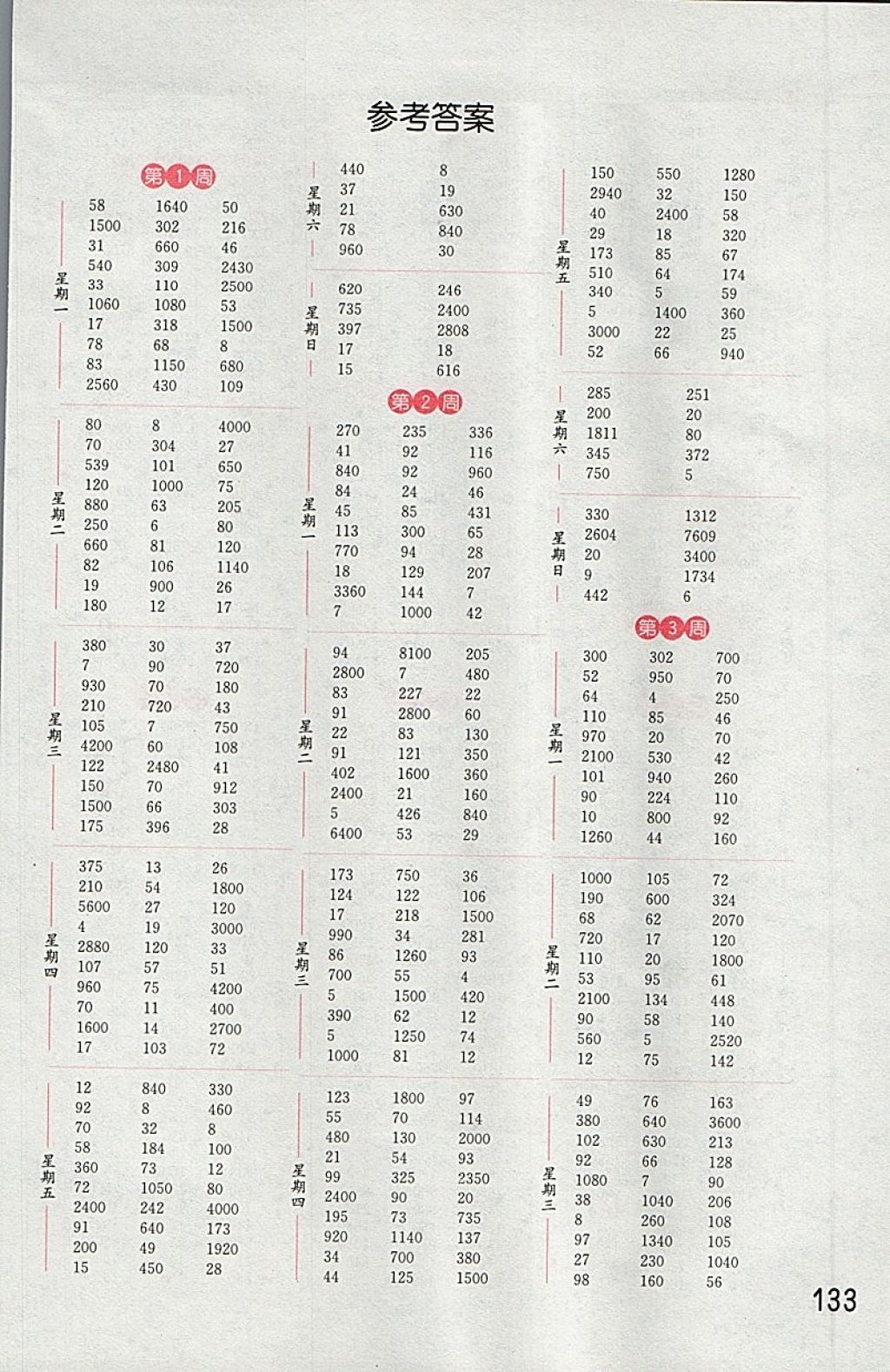 2018苏教版通城学典小学数学计算能手四年级下册参考答案 第1页