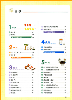 2018新版我愛(ài)寫(xiě)作業(yè)一年級(jí)上冊(cè)數(shù)學(xué)人教版參考答案 第1頁(yè)