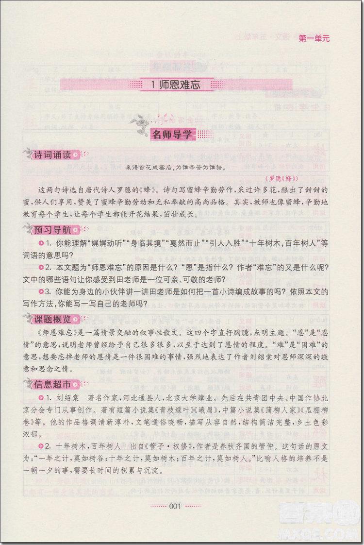 2018年蘇教版名師點(diǎn)撥課課通教材全解析五年級(jí)語(yǔ)文上冊(cè)參考答案 第2頁(yè)