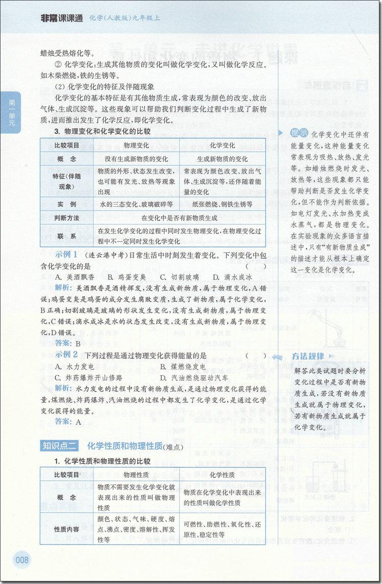 2018九年級上人教版通城學典非常課課通化學參考答案 第6頁