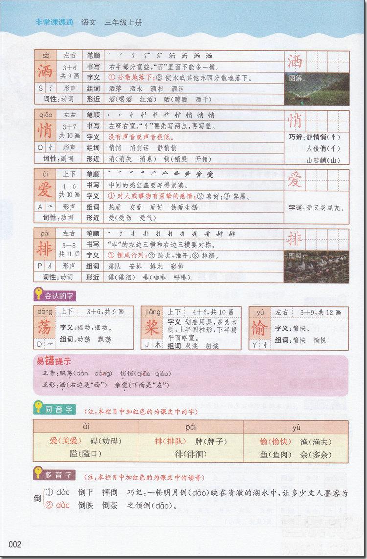 2018年通城學(xué)典非常課課通三年級語文上冊蘇教版參考答案 第3頁