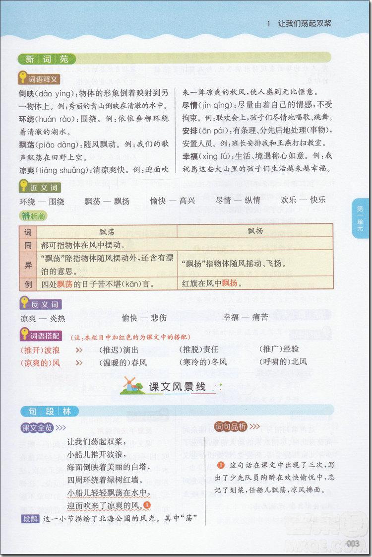 2018年通城學(xué)典非常課課通三年級語文上冊蘇教版參考答案 第4頁