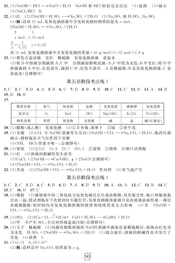 2018版鐘書(shū)金牌金試卷化學(xué)9年級(jí)上參考答案 第7頁(yè)