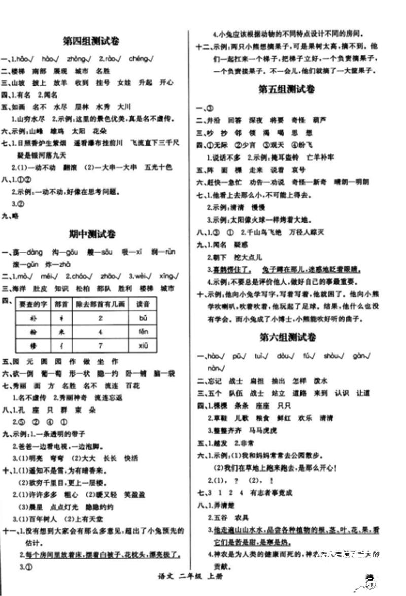 2018年同步导学案课时练二年级语文上册人教版 第7页