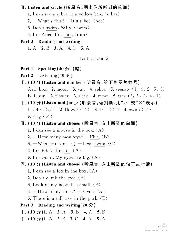 2018年鐘書金牌上海作業(yè)英語N版2年級上冊參考答案 第37頁