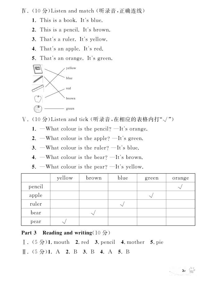 2018年鐘書金牌上海作業(yè)英語N版1年級(jí)上參考答案 第37頁