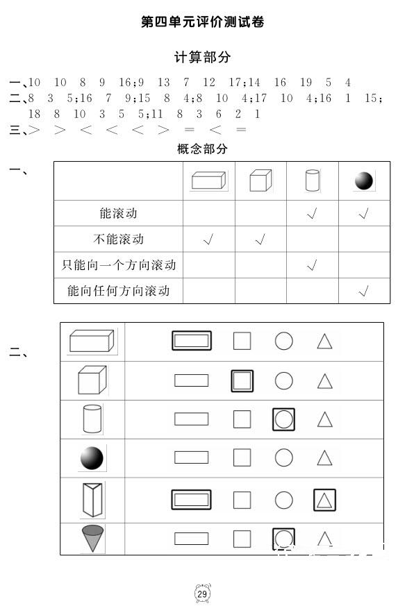 99787567112278鐘書(shū)金牌上海作業(yè)一年級(jí)上數(shù)學(xué)參考答案 第29頁(yè)