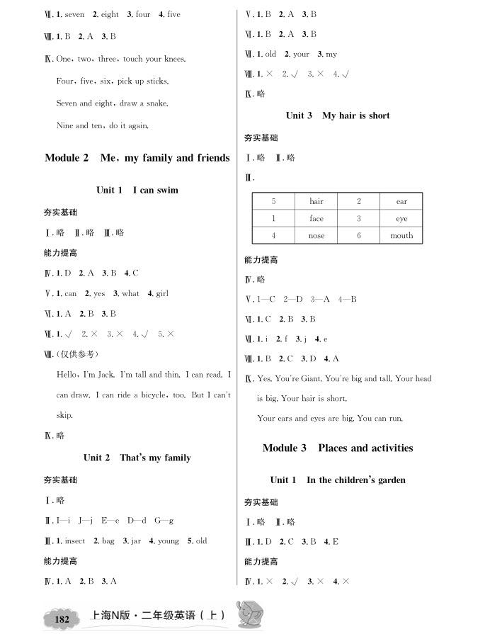 2018年新教材全解二年级上册英语N版参考答案 第2页