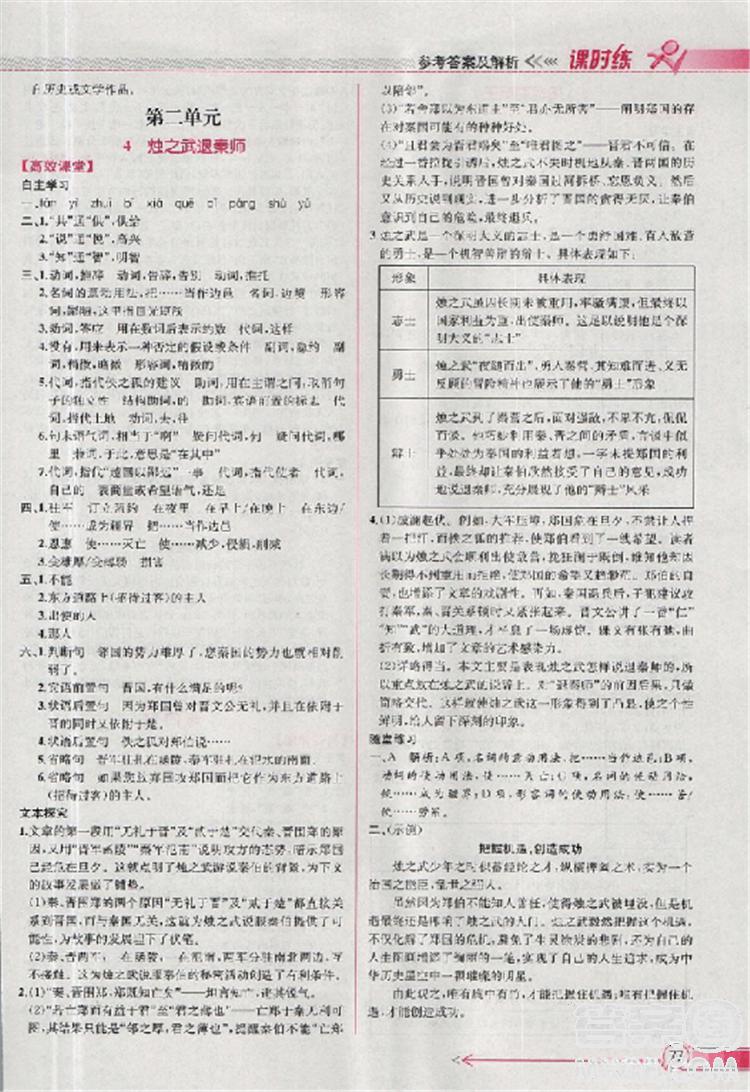 2018同步導學案課時練人教版必修一語文參考答案 第5頁