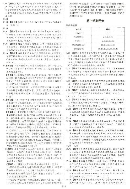 2018年新課程學(xué)習(xí)與評價七年級上道德與法治參考答案 第13頁